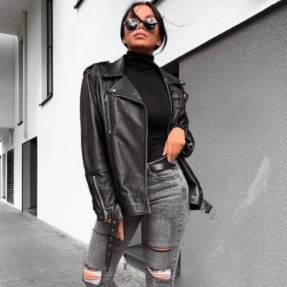 zara oversized biker jacket